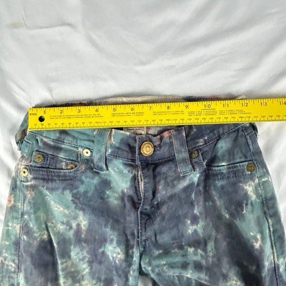 True Religion Jeans Women 24x28.5 Halle Tie Dye Blue Skinny Ankle Stretch - Picture 5 of 15